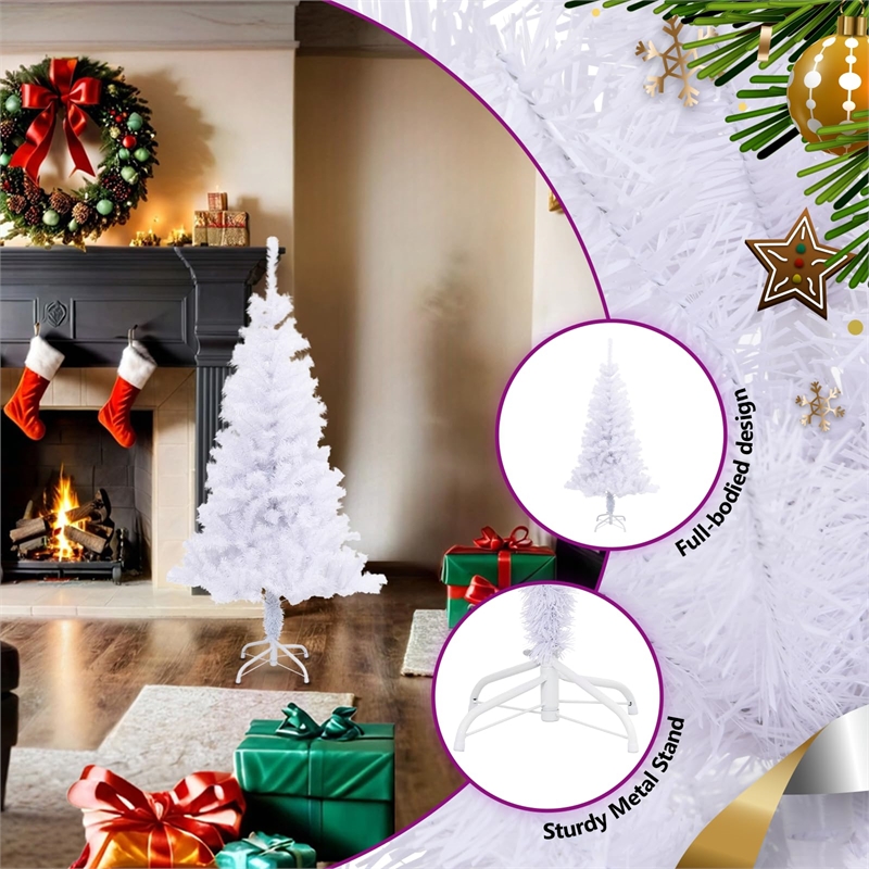 vidaXL PVC 4 ft Collapsible Artificial Christmas Trees in White