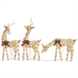 vidaXL Large Steel Christmas Reindeer Family Set of 3 in Gold Fabric