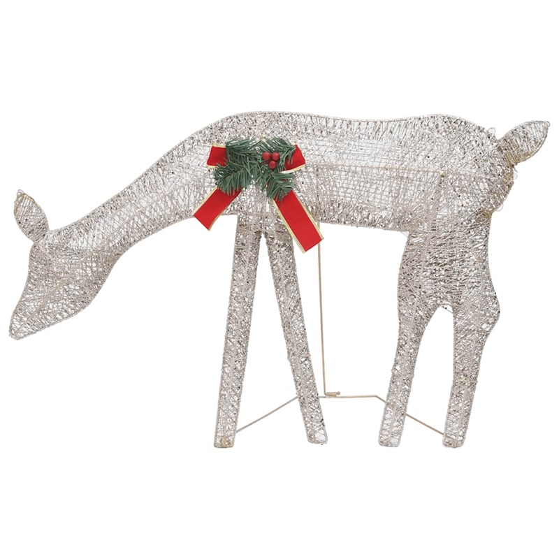 vidaXL Large Steel Christmas Reindeer Family Set of 3 in Gold Fabric