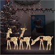 vidaXL Large Steel Christmas Reindeer Family Set of 3 in Gold Fabric