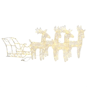 vidaXL Acrylic Reindeers & Sleigh Christmas Decoration in White