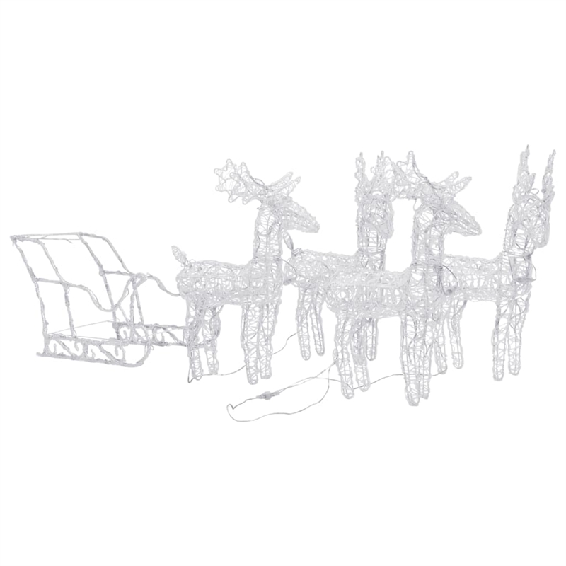 vidaXL Acrylic Reindeers & Sleigh Christmas Decoration in White