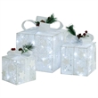 vidaXL Small Medium Large Christmas Gift Box Set of 3 in White Fabric