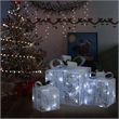 vidaXL Small Medium Large Christmas Gift Box Set of 3 in White Fabric