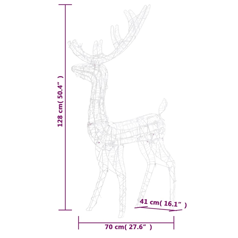 vidaXL Large Acrylic Reindeer Christmas Decoration in Warm White