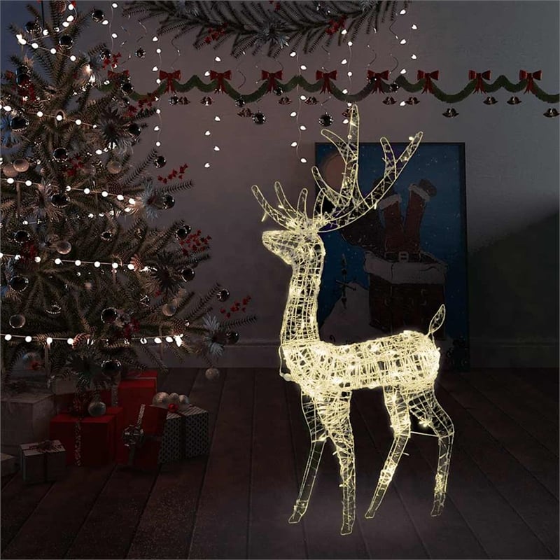 vidaXL Large Acrylic Reindeer Christmas Decoration in Warm White