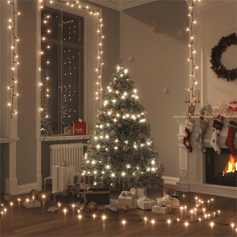 vidaXL 49.2 ft Length PVC Decorative Inlays Led String in Warm white