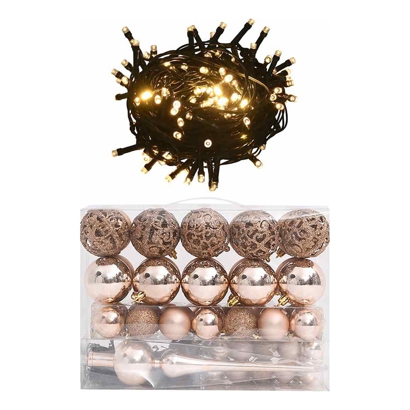 vidaXL Set of 61 Christmas Ball in Various Rose Gold Finishes