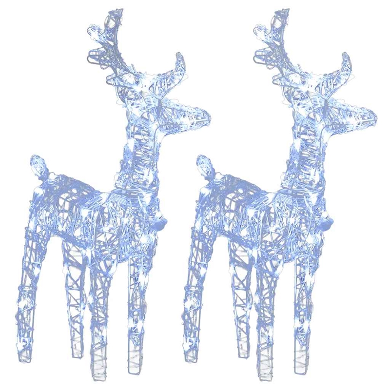 vidaXL Acrylic Decorative Inlays Christmas Reindeer Set of 2 in Cool White