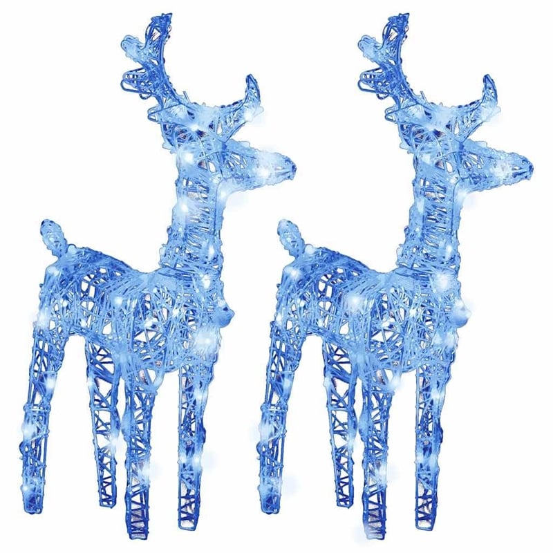 vidaXL Acrylic Medium Christmas Reindeer Set of 2 in Blue