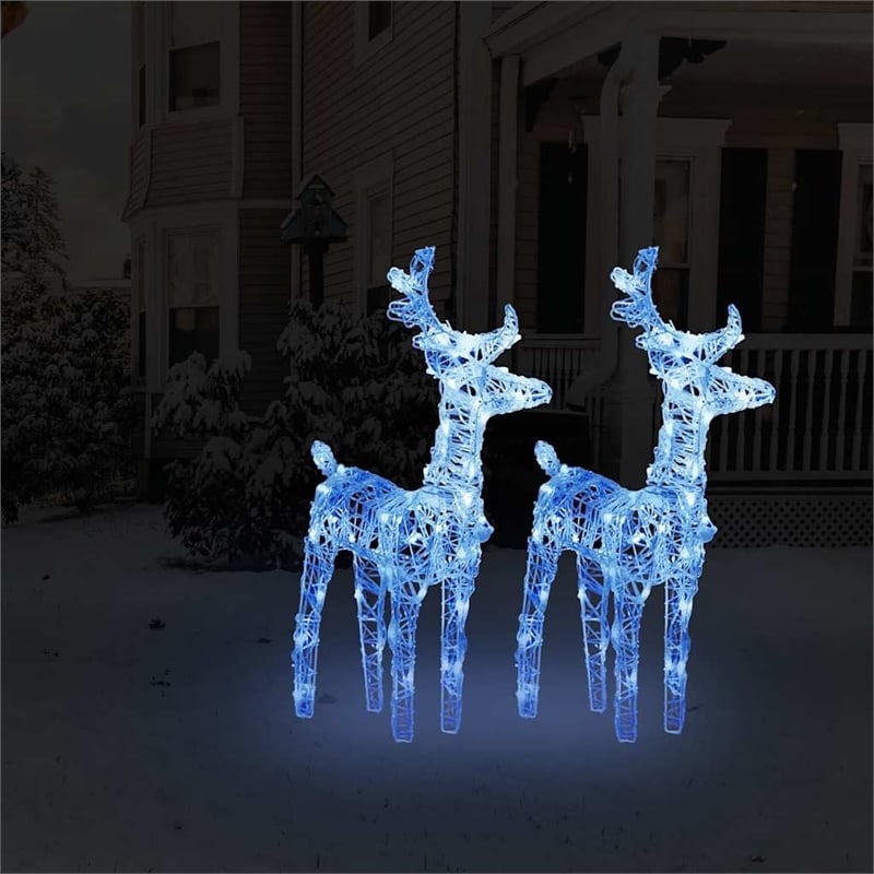 vidaXL Acrylic Medium Christmas Reindeer Set of 2 in Blue