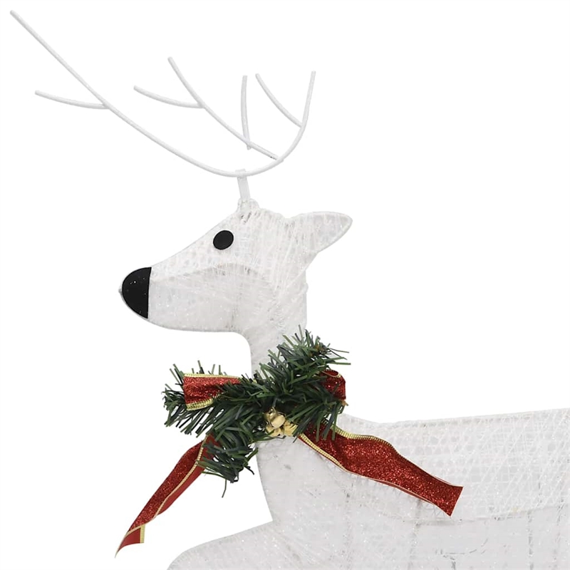 vidaXL Reindeer And Sleigh Christmas Decoration Set of 2 in White