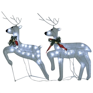 vidaXL Medium Decorative Inlays Christmas Reindeer Set of 2 in White Mesh