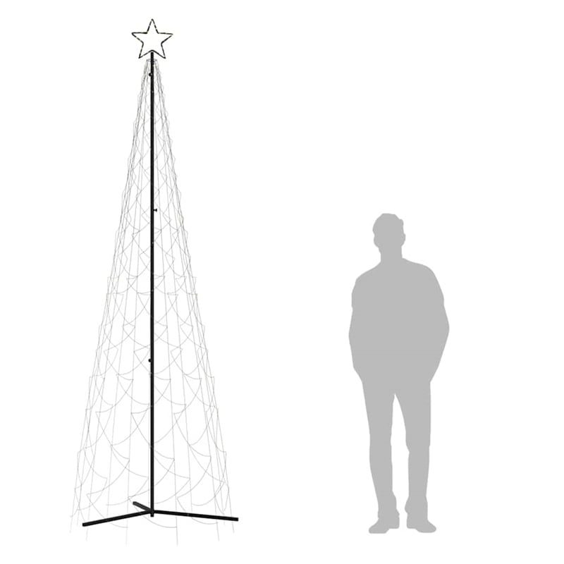 vidaXL 3 x 10 ft Powder-Coated Steel Christmas Cone Tree in Warm White