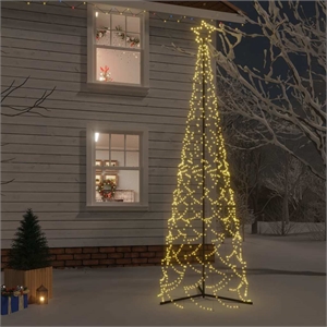 vidaXL 3 x 10 ft Powder-Coated Steel Christmas Cone Tree in Warm White