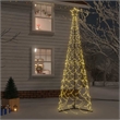 vidaXL 3 x 10 ft Powder-Coated Steel Christmas Cone Tree in Warm White