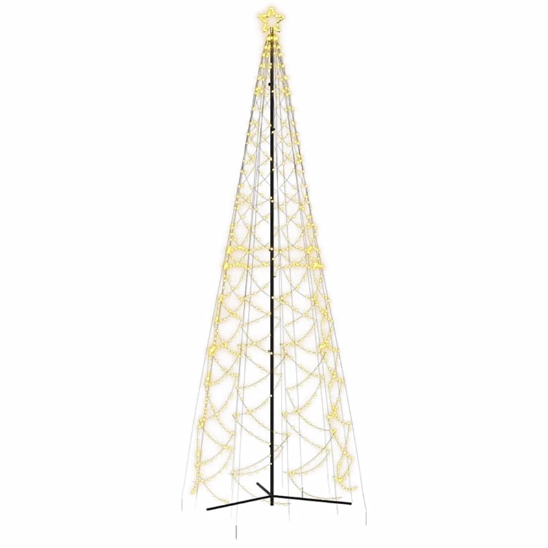 vidaXL Powder-Coated Steel Christmas Cone Tree in Warm White