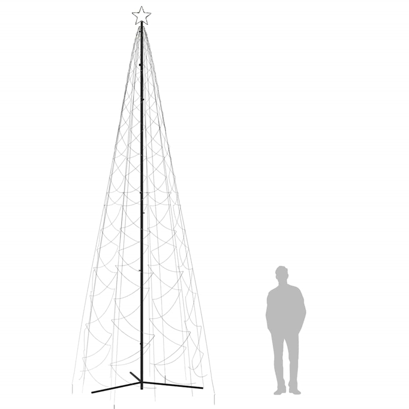 vidaXL Powder-Coated Steel Christmas Cone Tree in Warm White