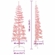 vidaXL PVC Steel Slim Artificial Half Christmas Tree in Pink