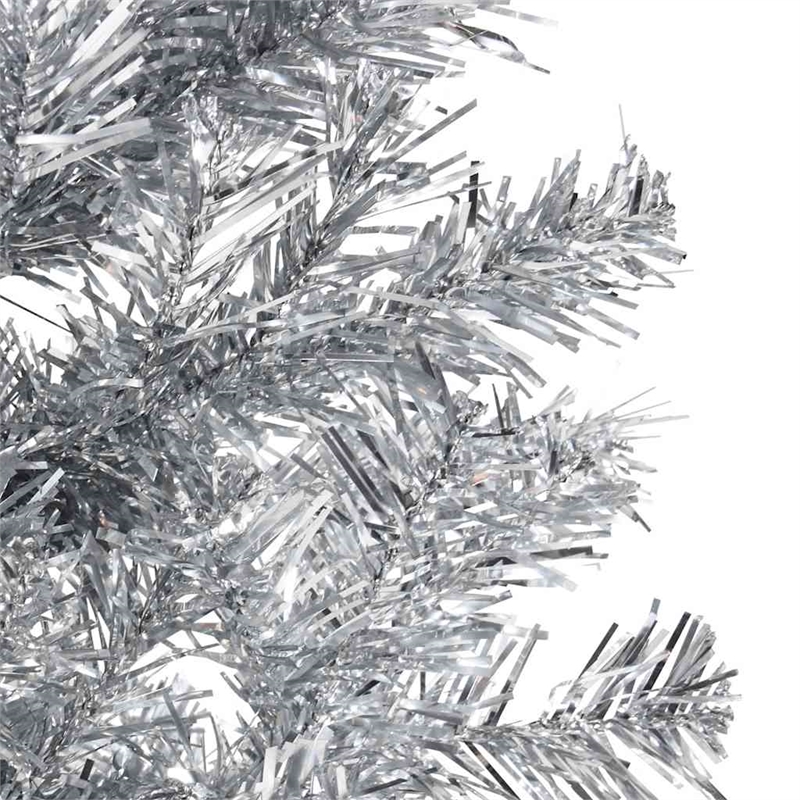 vidaXL PVC Steel Slim Artificial Half Christmas Tree in Silver