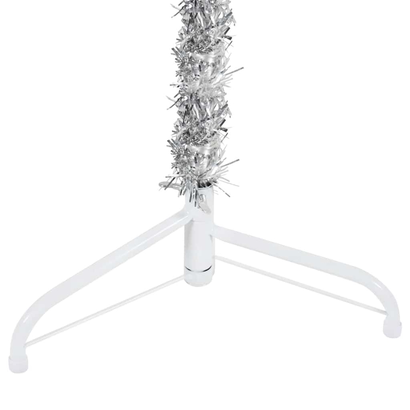 vidaXL PVC Steel Slim Artificial Half Christmas Tree in Silver