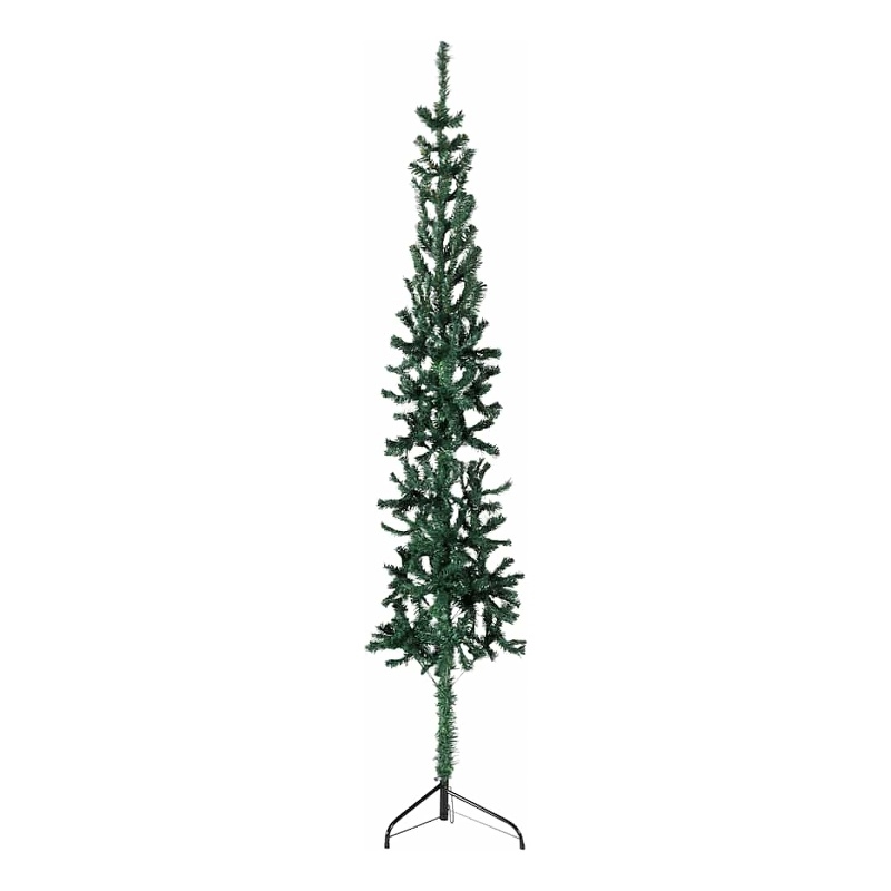vidaXL PVC Slim Decorative Inlays Artificial Half Christmas Tree in Green