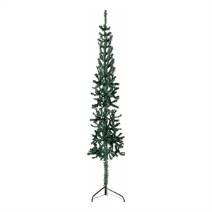 vidaXL PVC Slim Decorative Inlays Artificial Half Christmas Tree in Green