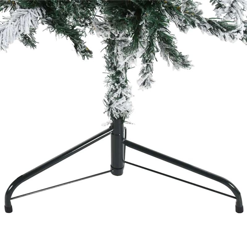 vidaXL PVC Steel Artificial Half Christmas Tree in Green and white