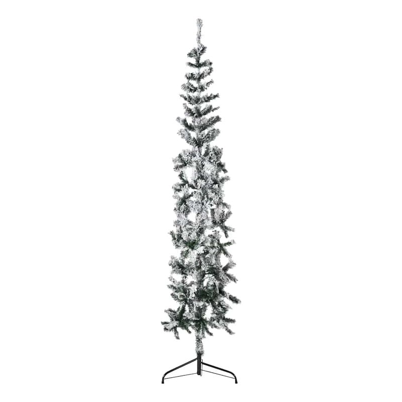 vidaXL PVC Steel Artificial Half Christmas Tree in Green and white