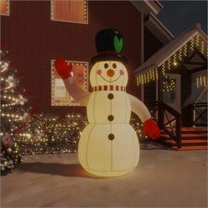 vidaXL Fabric Inflatable Snowman in Multicolor