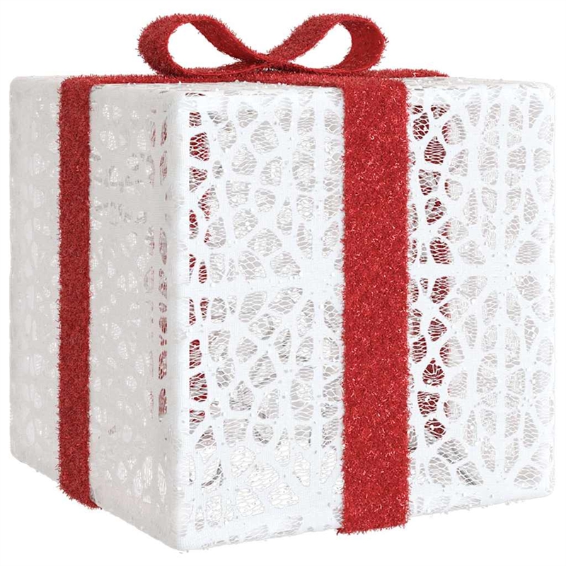 vidaXL Lighted Christmas Box Set of 3 in White/Red/Gold/Blue