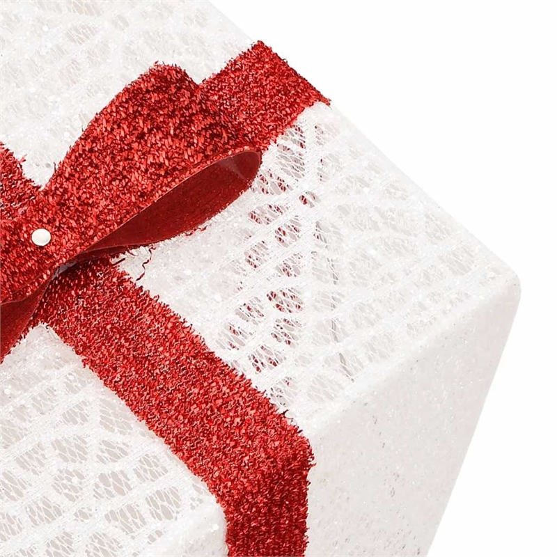 vidaXL Lighted Christmas Box Set of 3 in White/Red/Gold/Blue