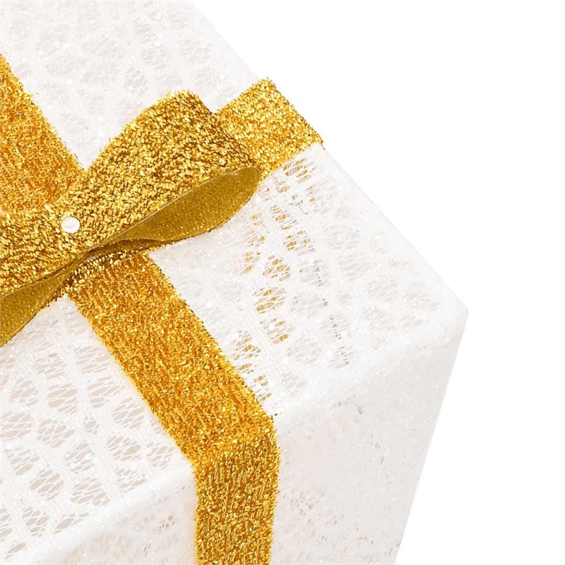 vidaXL Lighted Christmas Box Set of 3 in White/Red/Gold/Blue