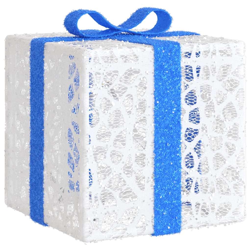 vidaXL Lighted Christmas Box Set of 3 in White/Red/Gold/Blue