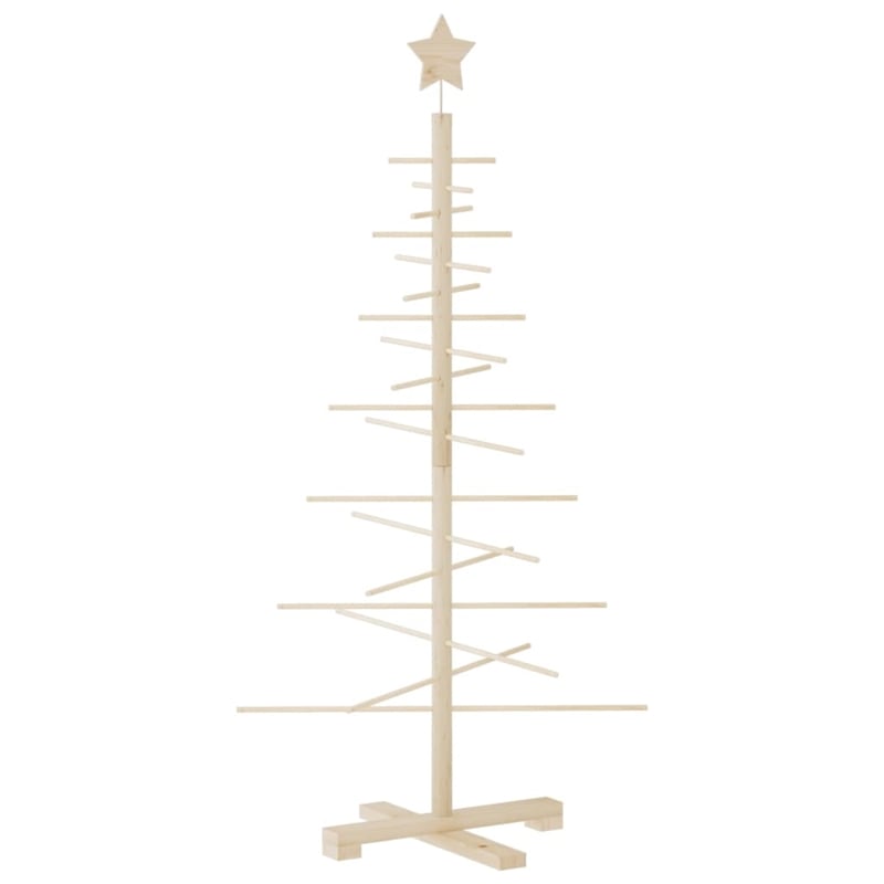 vidaXL Small Solid Pine Wood Christmas Tree in Natural