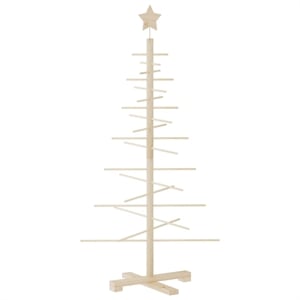 vidaXL Small Solid Pine Wood Christmas Tree in Natural