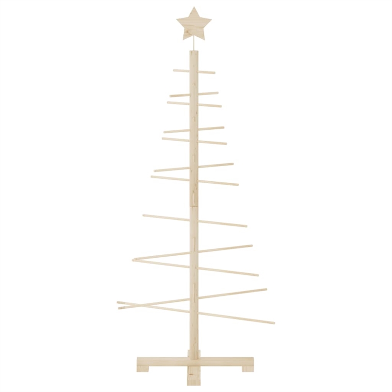 vidaXL Small Solid Pine Wood Christmas Tree in Natural