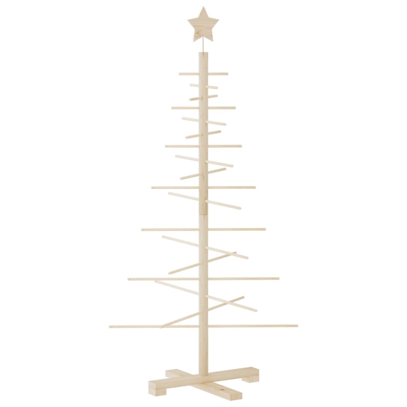 vidaXL Small Solid Pine Wood Christmas Tree in Natural