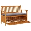 vidaXL Natural wood Storage Bench with Dark Grey Seat Cushion