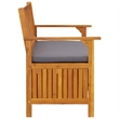 vidaXL Natural wood Storage Bench with Dark Grey Seat Cushion