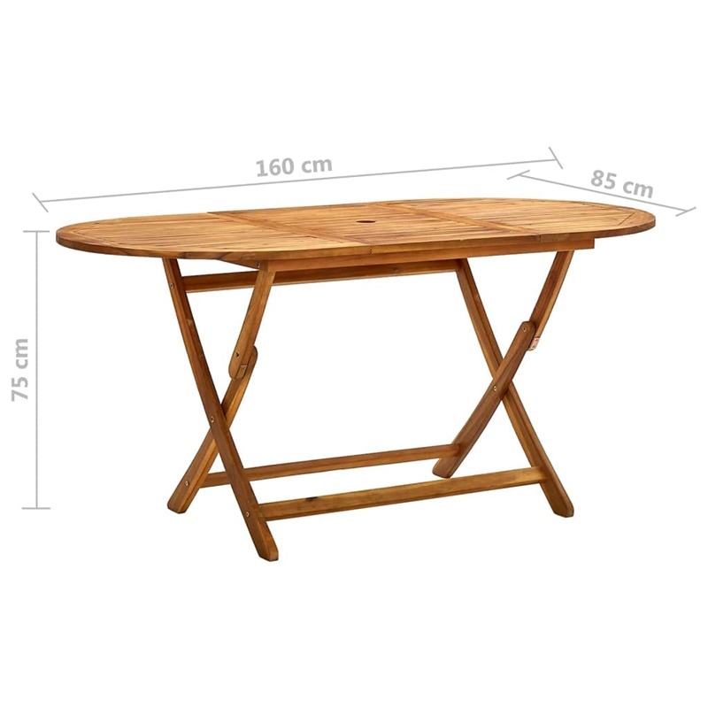 vidaXL Teak Solid Acacia Wood Medium Garden Foldable Table