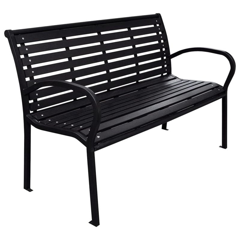 vidaXL Steel 116 cm wide Garden Bench in Black