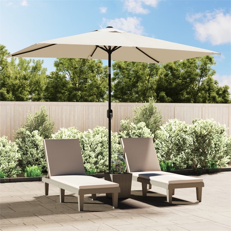 vidaXL Polyester Steel  Garden Parasol in Sandy White