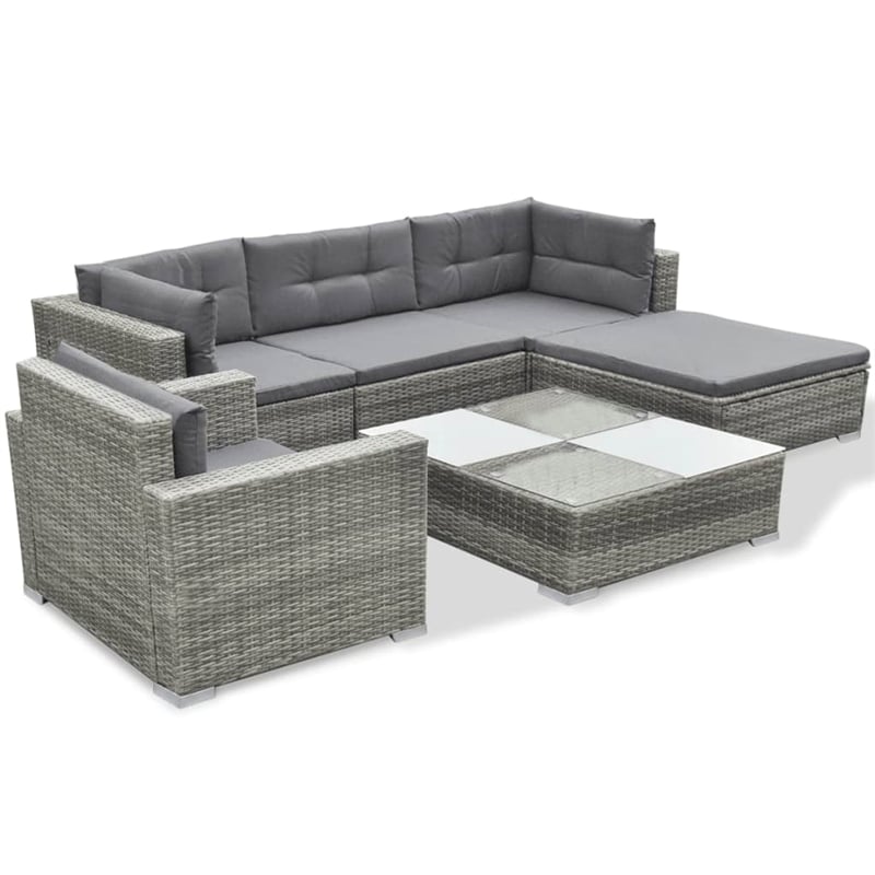 vidaXL Synthetic Poly Rattan Lounge Set in Gray