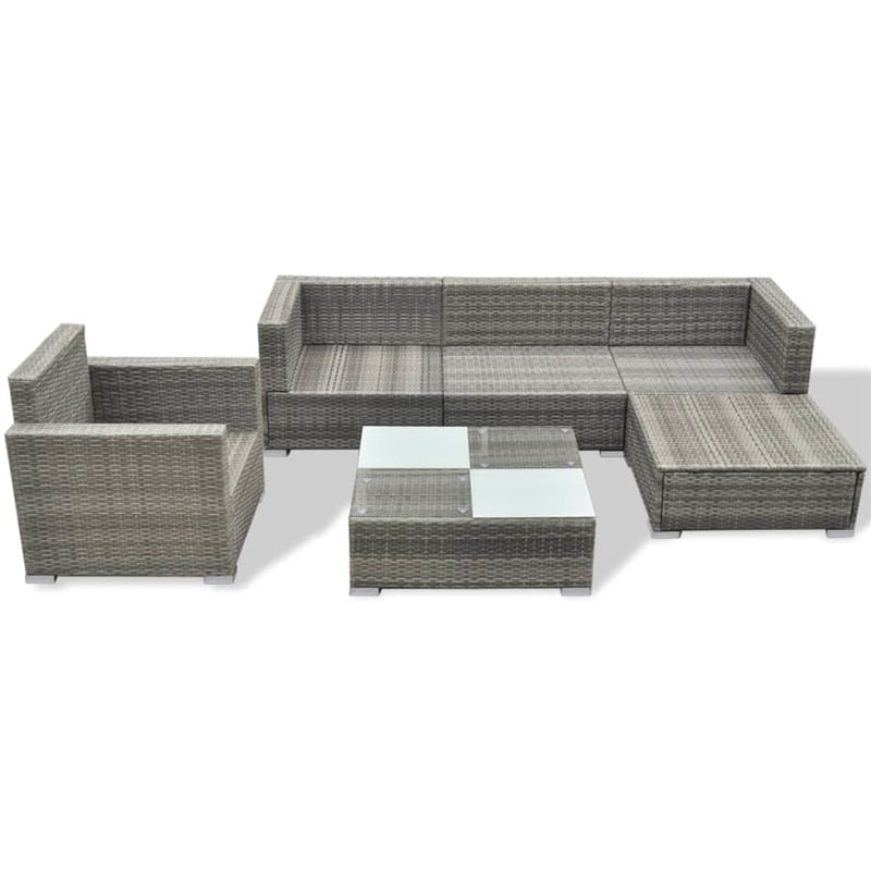 vidaXL Synthetic Poly Rattan Lounge Set in Gray