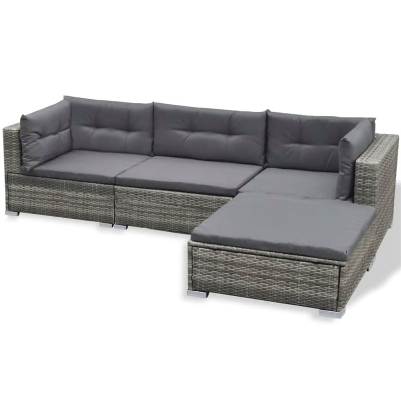 vidaXL Synthetic Poly Rattan Lounge Set in Gray