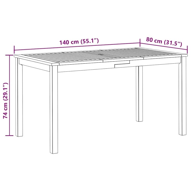 vidaXL Solid Acacia Wood Medium Durable Garden Table in Brown