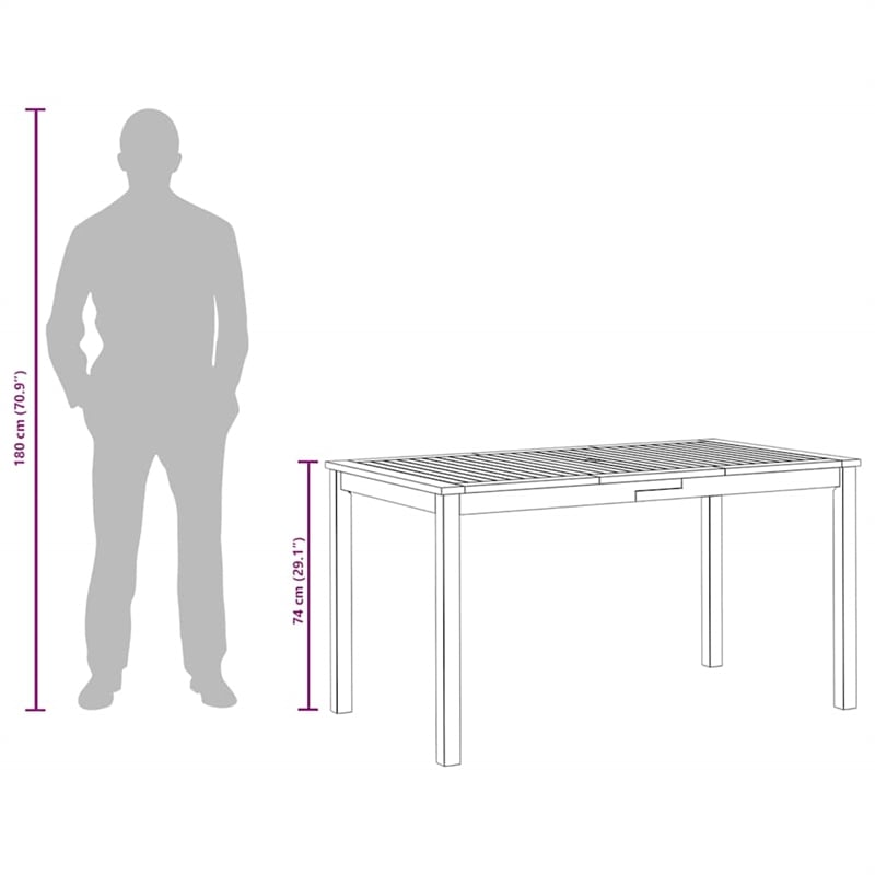 vidaXL Solid Acacia Wood Medium Durable Garden Table in Brown