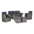 vidaXL Synthetic Poly Rattan Sofa Set in Grey and Dark Grey