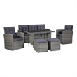 vidaXL Synthetic Poly Rattan Sofa Set in Grey and Dark Grey